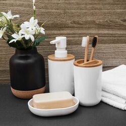 Dozownik mydła w płynie pojemnik biały bambus