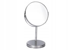 Lusterko do makijażu stojące dwustronne srebrne