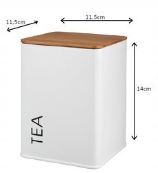 Pojemnik na herbatę biały puszka drewno bambusowe