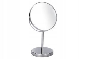 Lusterko do makijażu stojące dwustronne srebrne