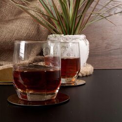 Podkładki pod kubek szklanki metalowe stojak 6el