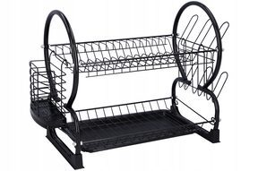 Suszarka do naczyń dwupoziomowa czarna stojąca