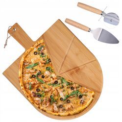 Deska do pizzy drewniana nóż łopatka zestaw