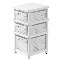 Regał biały łazienkowy szafka z koszyczkami kółka