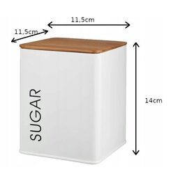 Pojemnik na cukier biały puszka drewno bambus