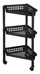 Regał na kółkach czarny półka 3 poziomy