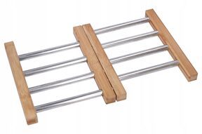 Podkładka na stół pod garnek rozsuwana stal bambus