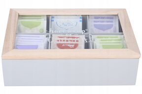 Pudełko na herbatę pojemnik herbaciarka 6 przegród