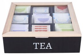 Pudełko na herbatę herbaciarka 9 przegród czarna