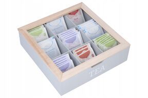 Herbaciarka pudełko pojemnik na herbatę szary