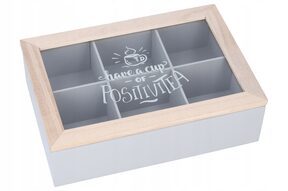 Pudełko na herbatę pojemnik herbaciarka 6 przegród