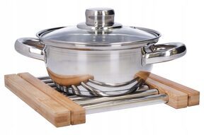 Podkładka na stół pod garnek rozsuwana stal bambus