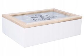 Pudełko na herbatę herbaciarka 6 przegród biała