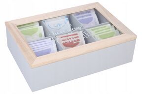 Pudełko na herbatę pojemnik herbaciarka 6 przegród