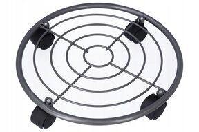 Stojak na kwiaty kwietnik na kółkach metal szary