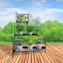 Kwietnik stojący metalowy narożny czarny 3 poziomy