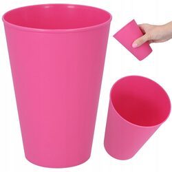 Kubek plastikowy wielorazowy 400ml różowy urodziny