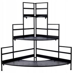 Kwietnik stojący metalowy narożny czarny 3 poziomy