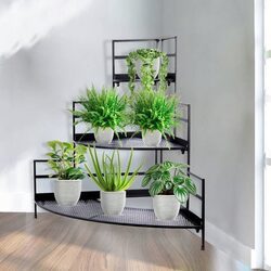 Kwietnik stojący metalowy narożny czarny 3 poziomy