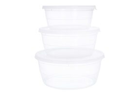 Zestaw 3 pojemników na żywność plastikowe okrągłe