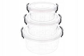 Zestaw pojemników na żywność plastikowe okrągłe x3