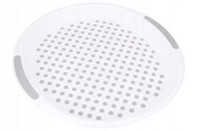 Taca plastikowa do serwowania antypoślizgowa biała