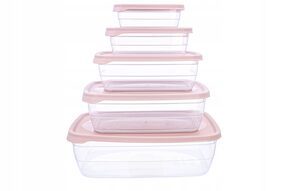Zestaw pojemników na żywność plastikowe pokrywa x5