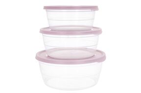 Zestaw 3 pojemników na żywność okrągłe plastikowe