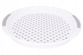 Taca plastikowa do serwowania antypoślizgowa biała