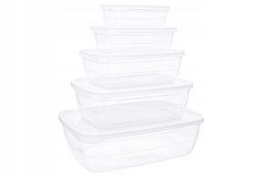 Pojemniki plastikowe na żywność pokrywa zestaw x5