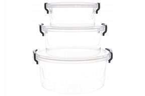 Zestaw pojemników na żywność plastikowe okrągłe x3