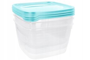 Zestaw pojemników plastikowych na żywność z pokrywą niebieskie 3 szt x 4L