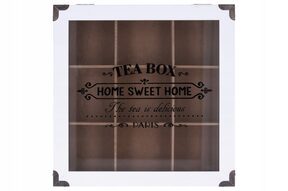 Herbaciarka pudełko na herbatę 9 przegródek biały