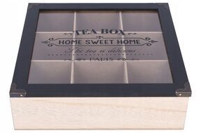 Pudełko na herbatę 9 przegród czarny herbaciarka