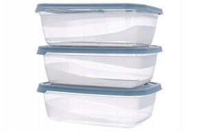 Pojemniki plastikowe na żywność 3 szt pokrywa niebieskie 1,2l lunchbox