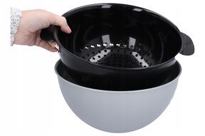 Cedzak durszlak miska z sitkiem z przykrywką komplet 2w1 szary ?23 cm