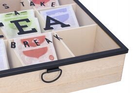 Pudełko na herbatę 24,5 cm 9 przegródek organizer skrzynka herbaciarka