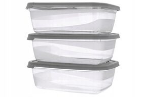 Pojemniki na żywność 3 SZT lunchbox plastikowy 1,2l pokrywa szary