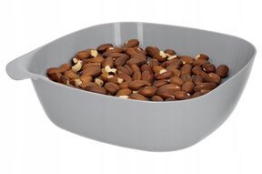 Duża MISKA SZARA kuchenna plastikowa 2L na sałatkę owoce chipsy z uchwytem