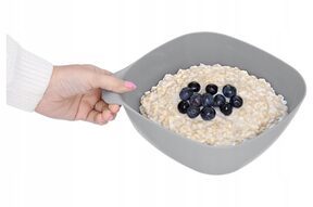 Duża MISKA SZARA kuchenna plastikowa 2L na sałatkę owoce chipsy z uchwytem