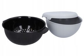Cedzak durszlak miska z sitkiem z przykrywką komplet 2w1 szary ?23 cm