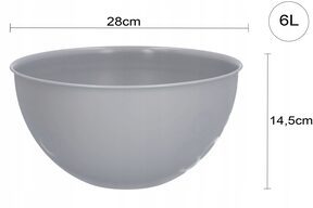 Miska na sałatkę miski kuchenne plastikowe 6l duża szara okrągła ?28 cm