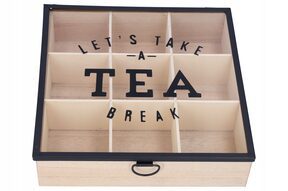 Pudełko na herbatę 24,5 cm 9 przegródek organizer skrzynka herbaciarka