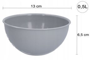 Miska miseczka na przekąski kuchenna 0,5l szara plastikowa lekka ?13 cm