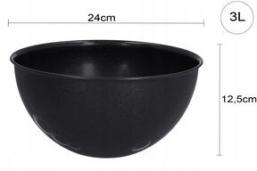 Czarna MISKA KUCHENNA z tworzywa 3L POKRYWKA duża śr. 24,5 cm