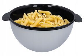 Cedzak durszlak miska z sitkiem z przykrywką komplet 2w1 szary ?23 cm