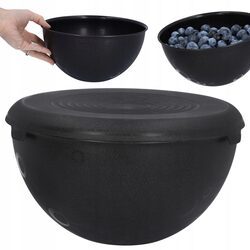 Czarna MISKA KUCHENNA z tworzywa 3L POKRYWKA duża śr. 24,5 cm