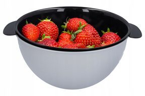 Cedzak durszlak miska z sitkiem z przykrywką komplet 2w1 szary ?23 cm