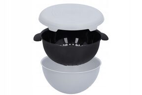 Cedzak durszlak miska z sitkiem z przykrywką komplet 2w1 szary ?23 cm