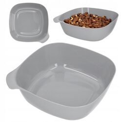 Duża MISKA SZARA kuchenna plastikowa 2L na sałatkę owoce chipsy z uchwytem